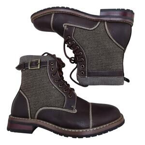 Polar Fox M-808566 Tweed Lace Up Cap Toe Dress Ankle Boots mens SIZE 7.5